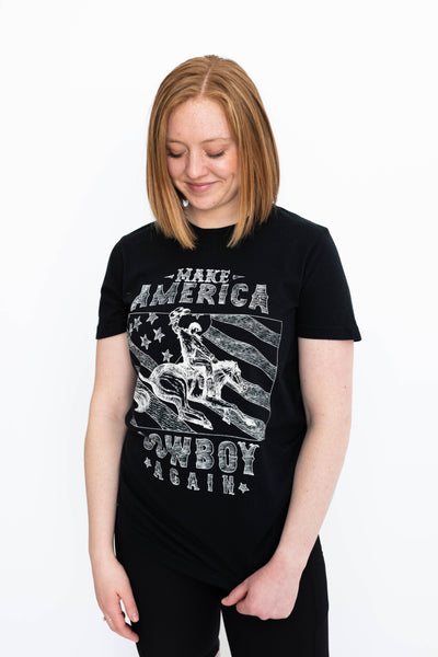 Short sleeve cowboy black tee