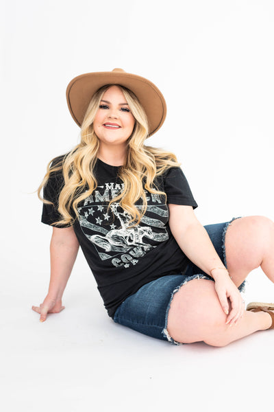 Short sleeve cowboy black tee