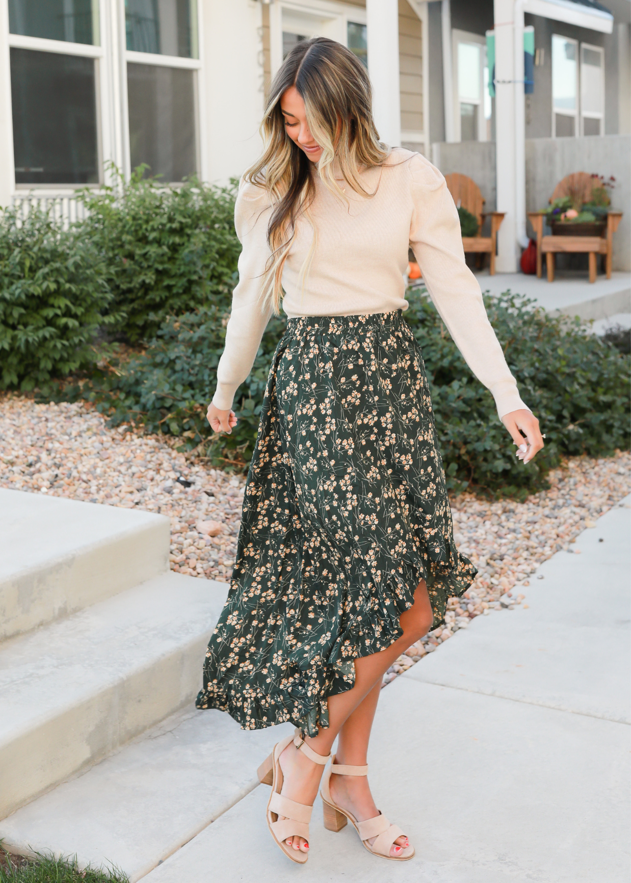 Astra Teal Floral Skirt