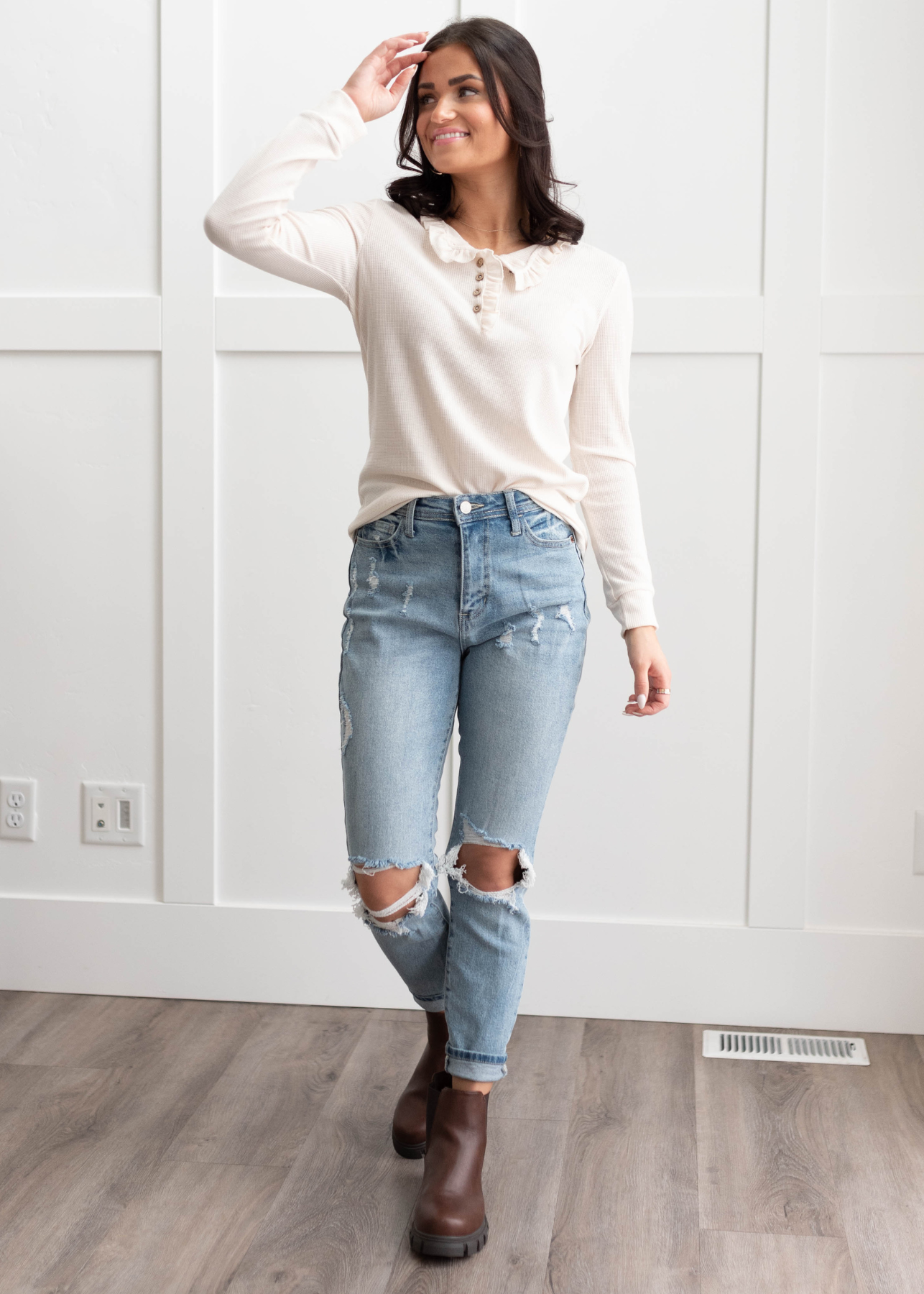 Cream knit top