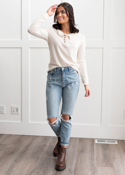 Cream knit top