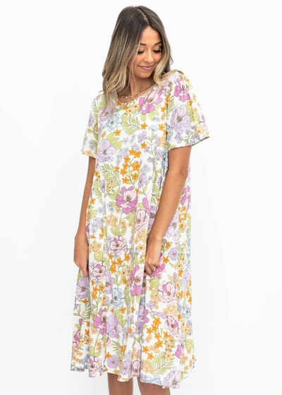 Ivory floral dress