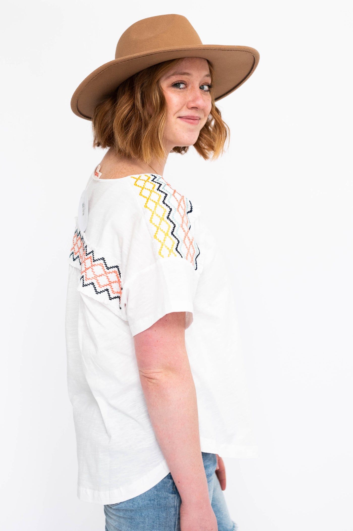 Side view of a white top