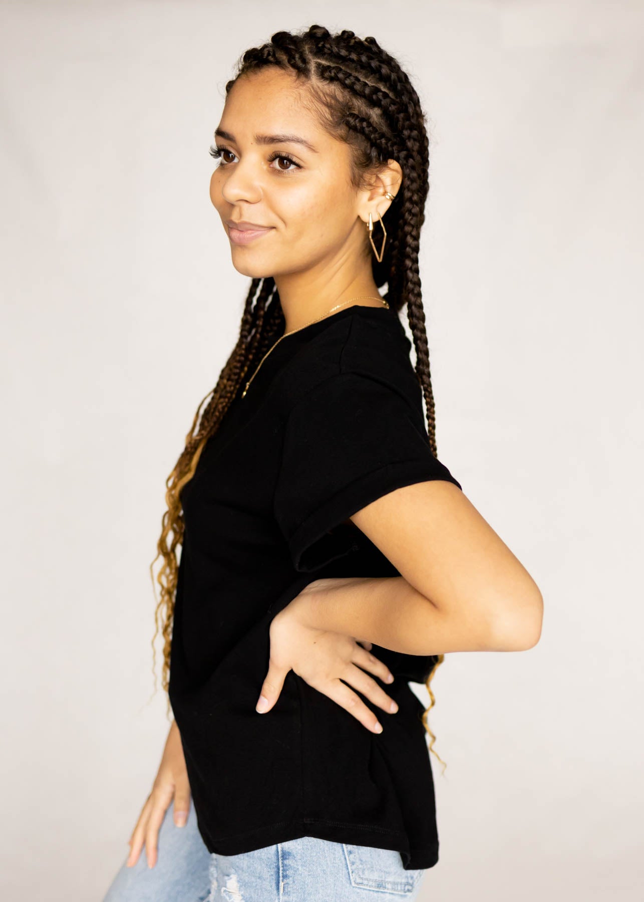 Side view of a black top