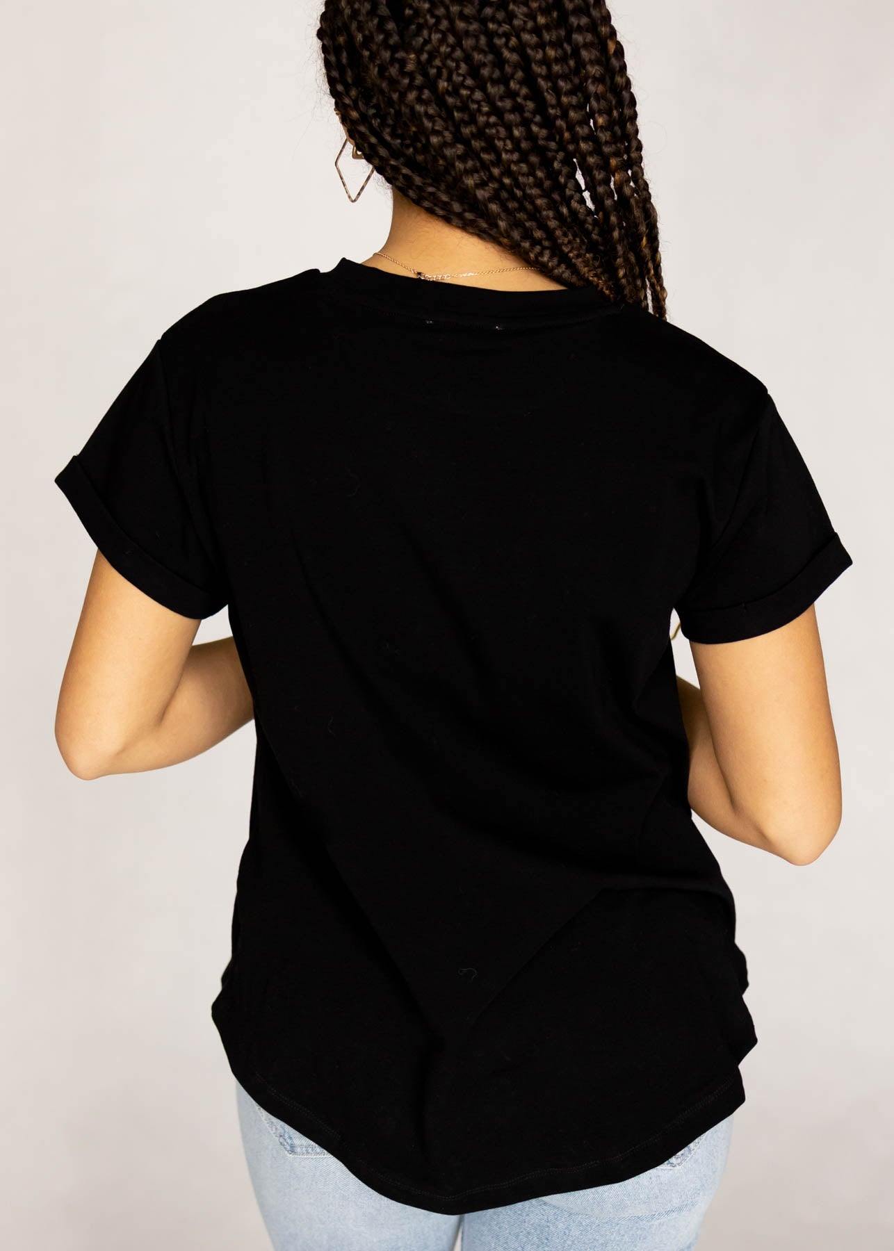 Back view of a black top