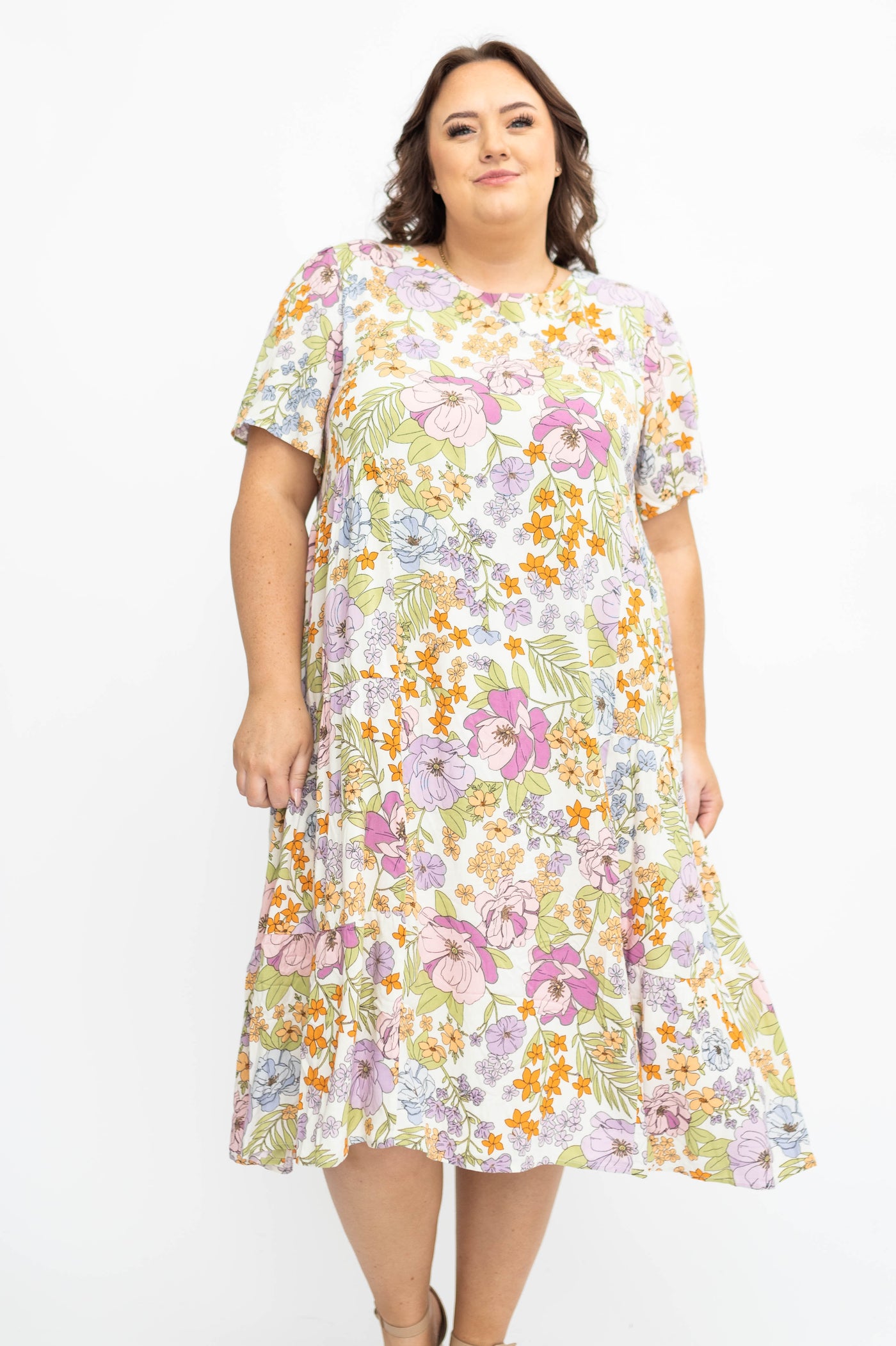 Plus size ivory floral dress