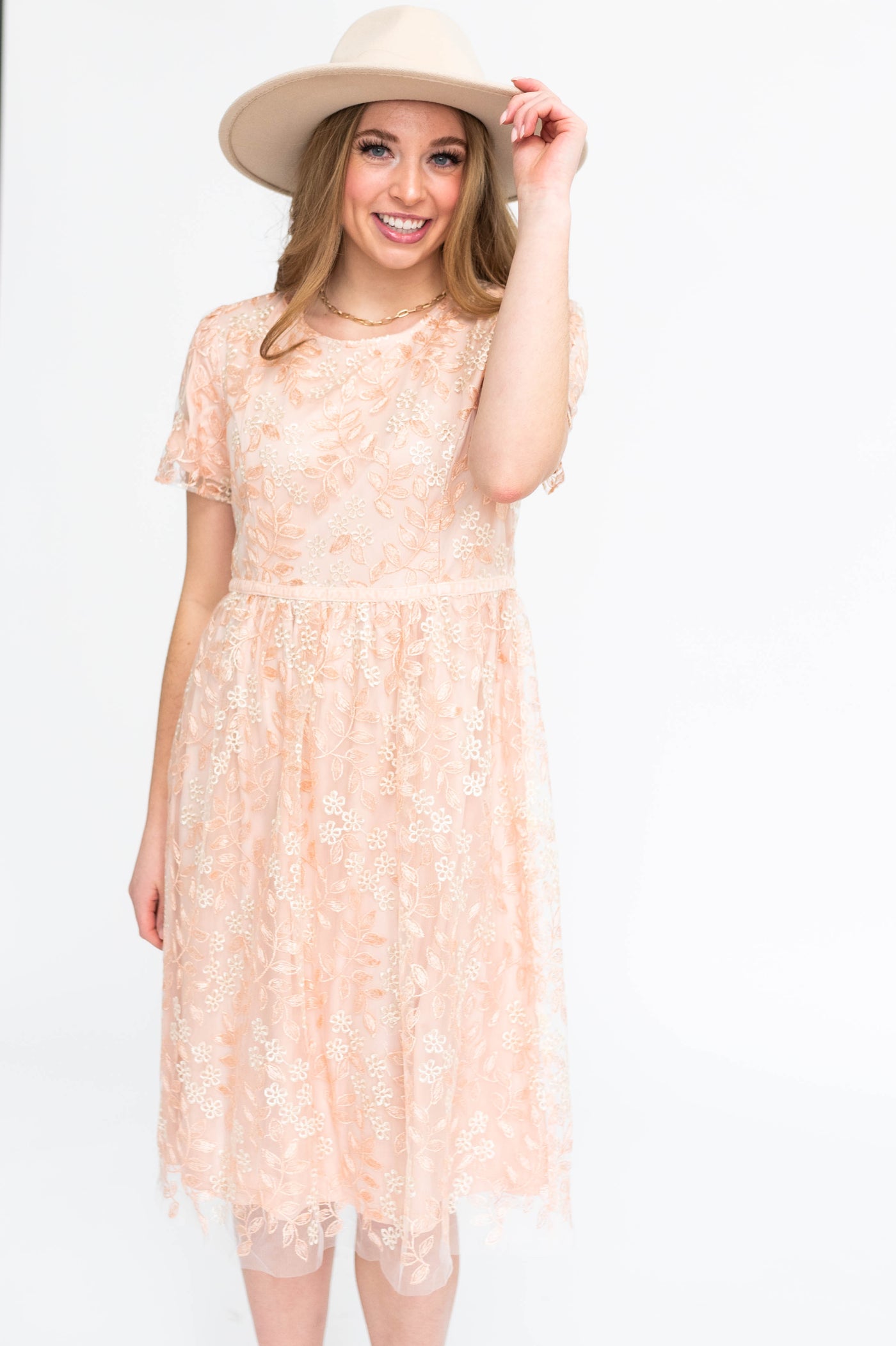 Sayori Peach Floral Dress