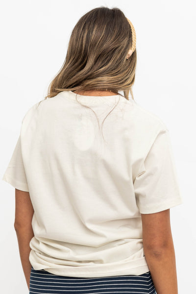 Back view of a white rodeo tee