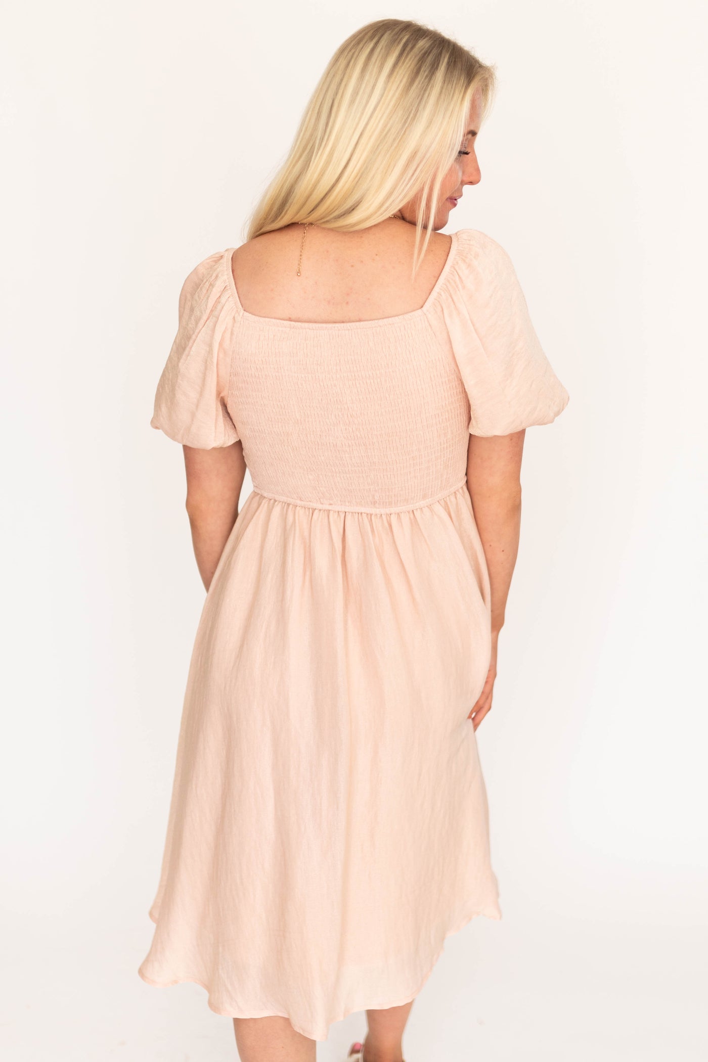 Dusty pink dress with square back