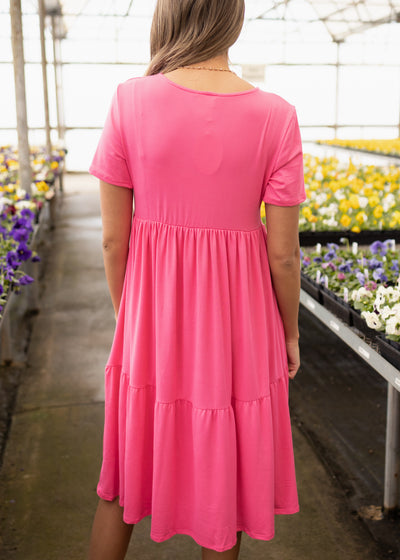 Back view of a fuchsia dress
