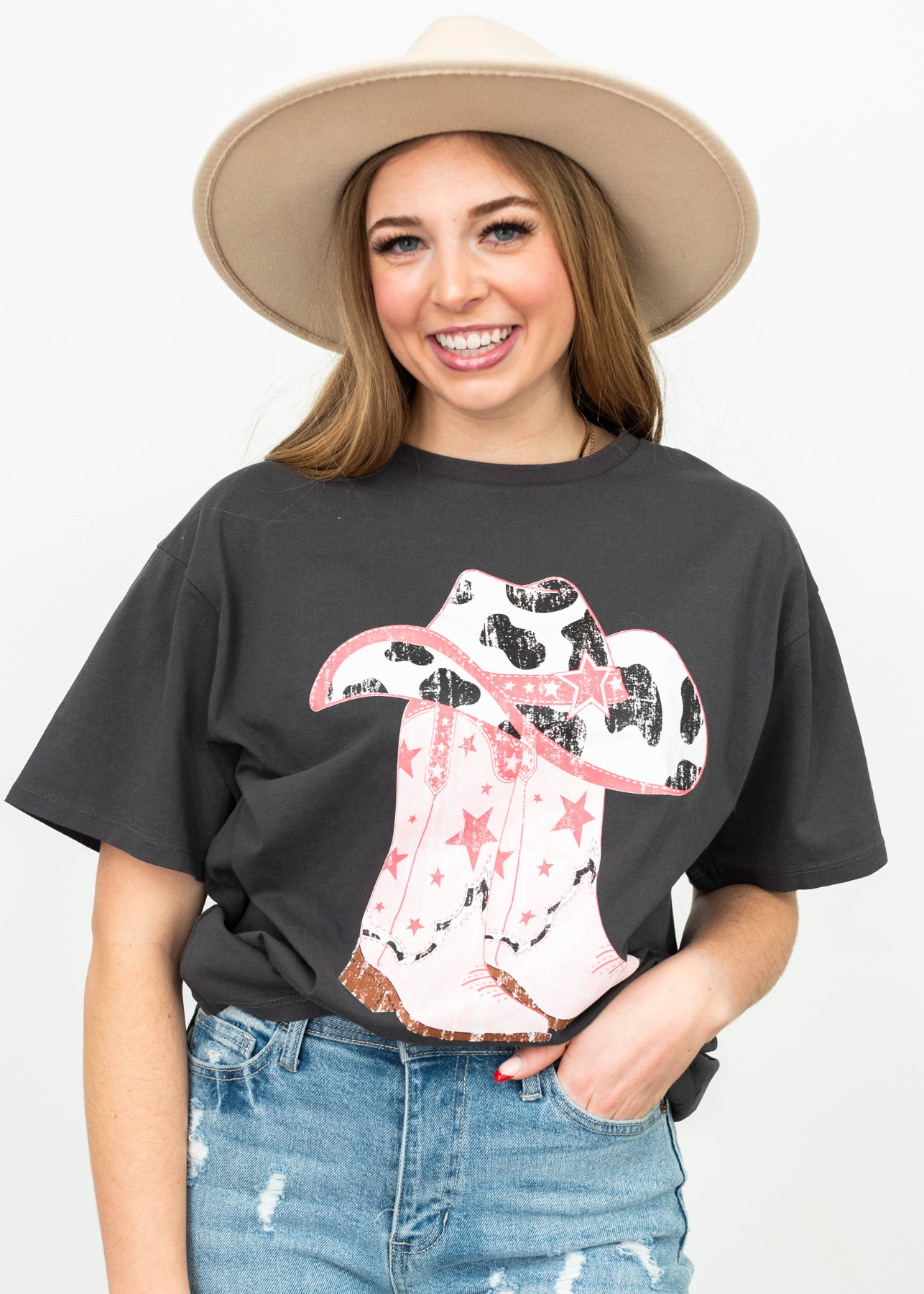 Short sleeve charcoal top