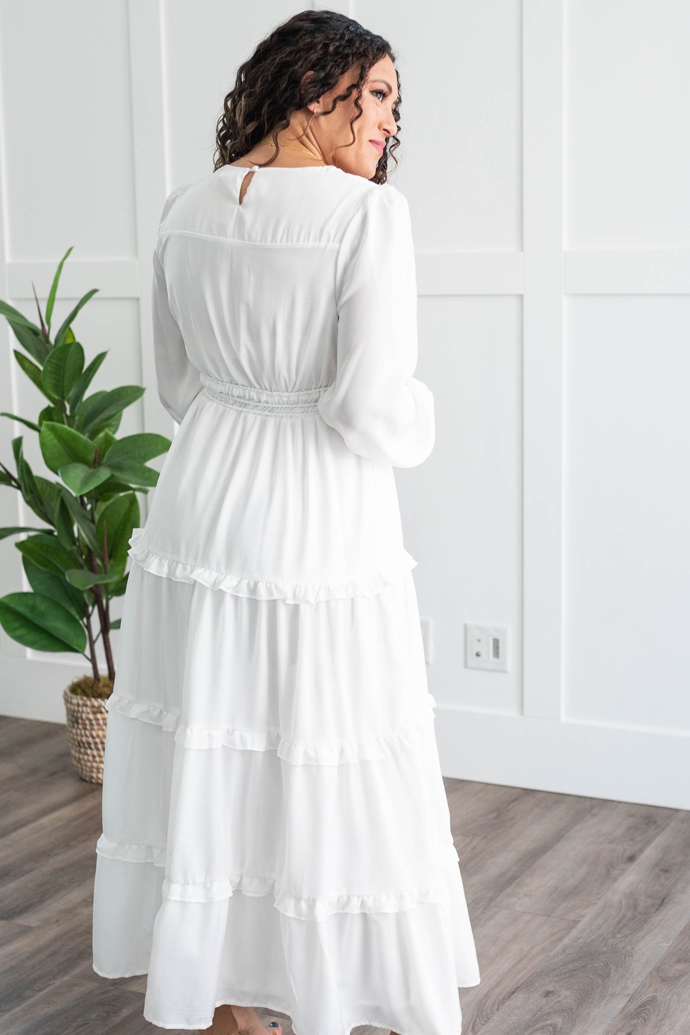 Evelina White Tiered Dress
