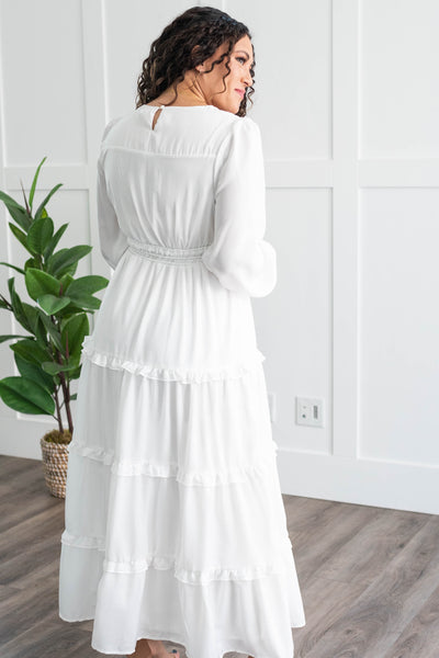 Evelina White Tiered Dress