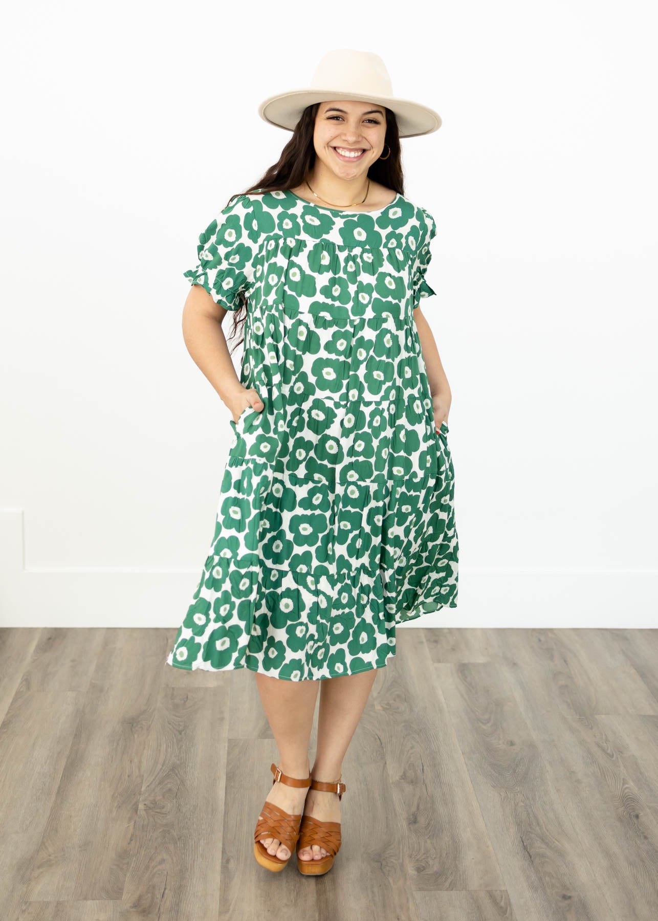 Green floral dress