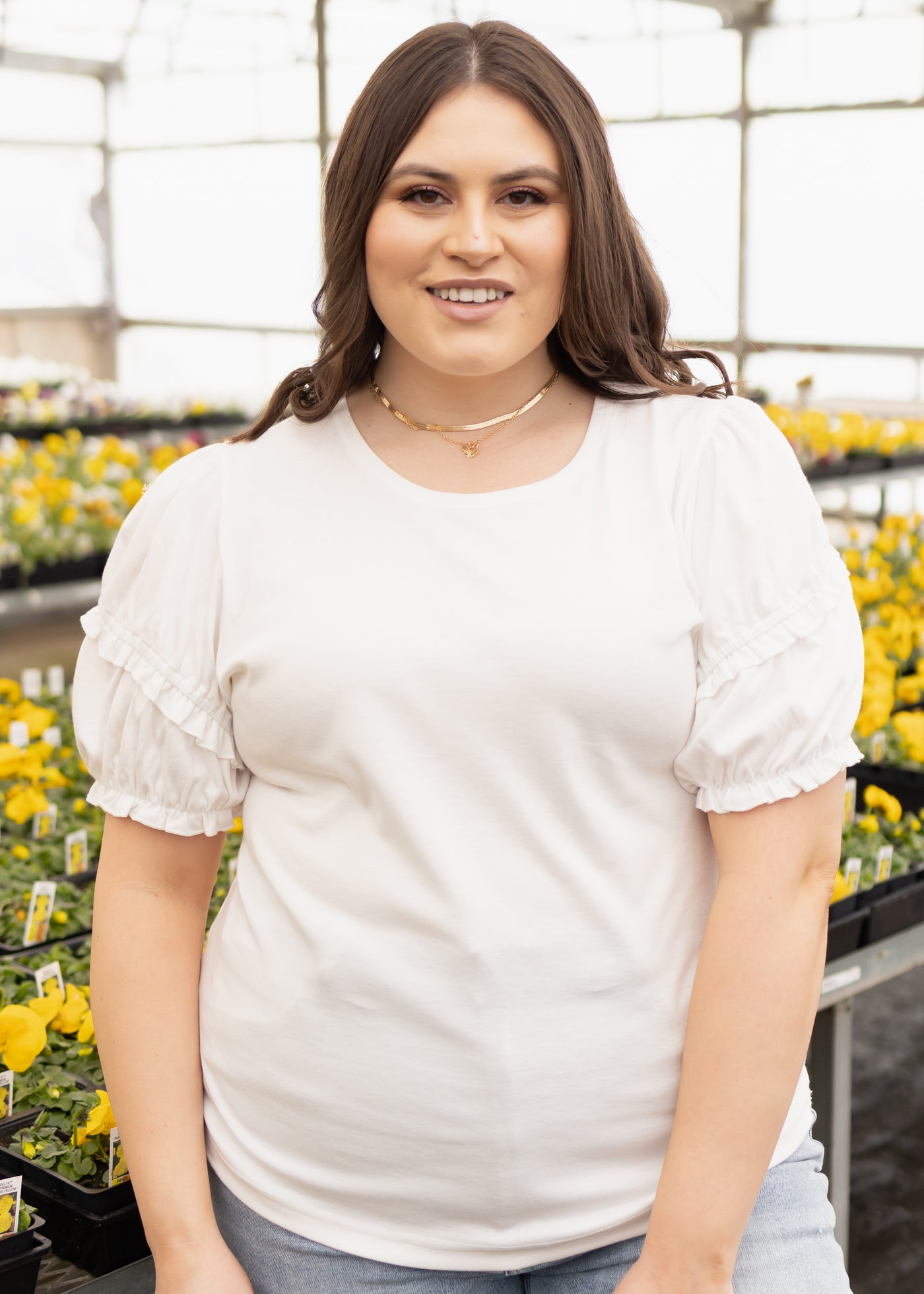 Short sleeve plus size white top