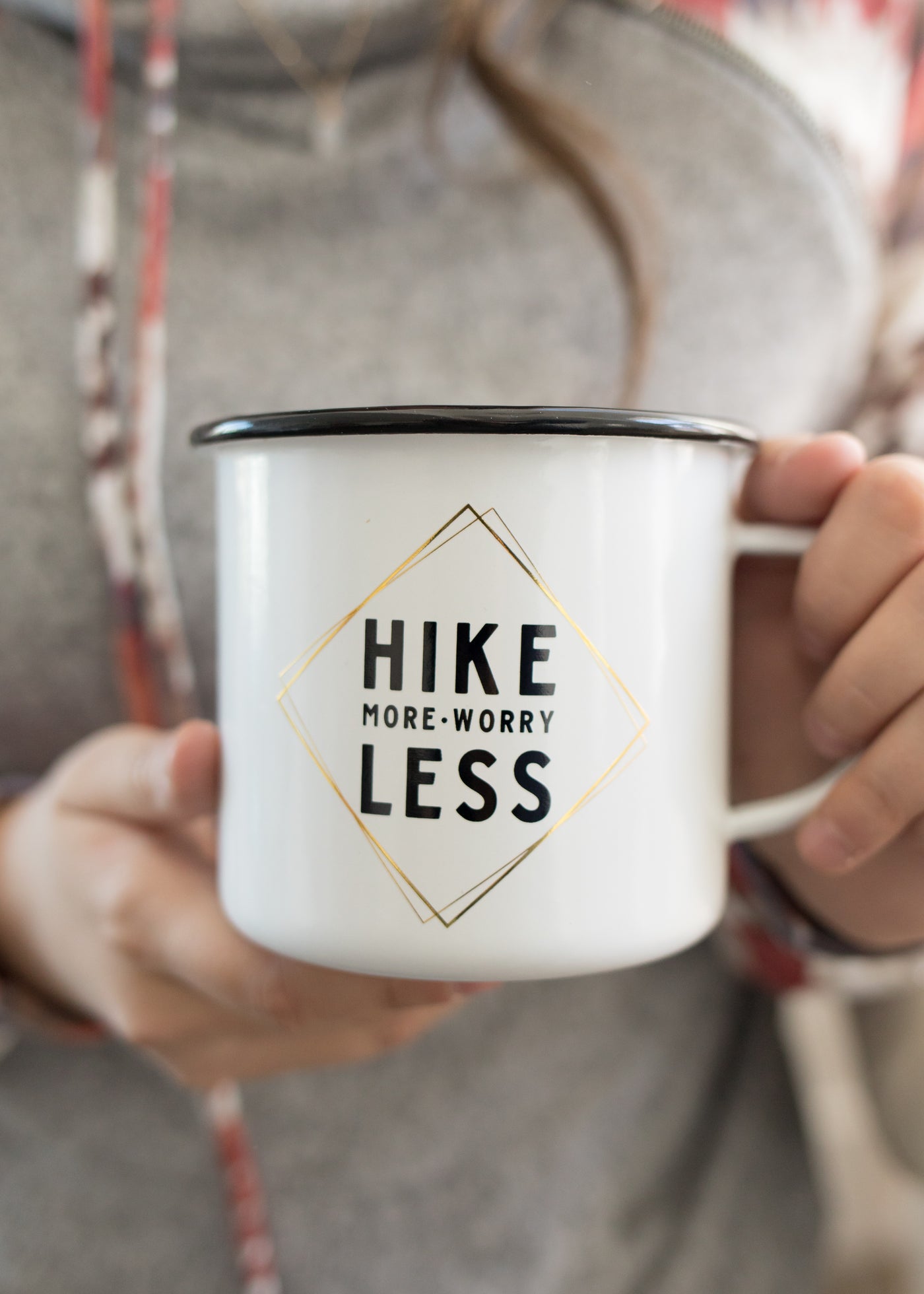 Hike More White Enamel Mug