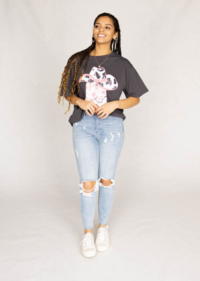 Light denim distressed jeans