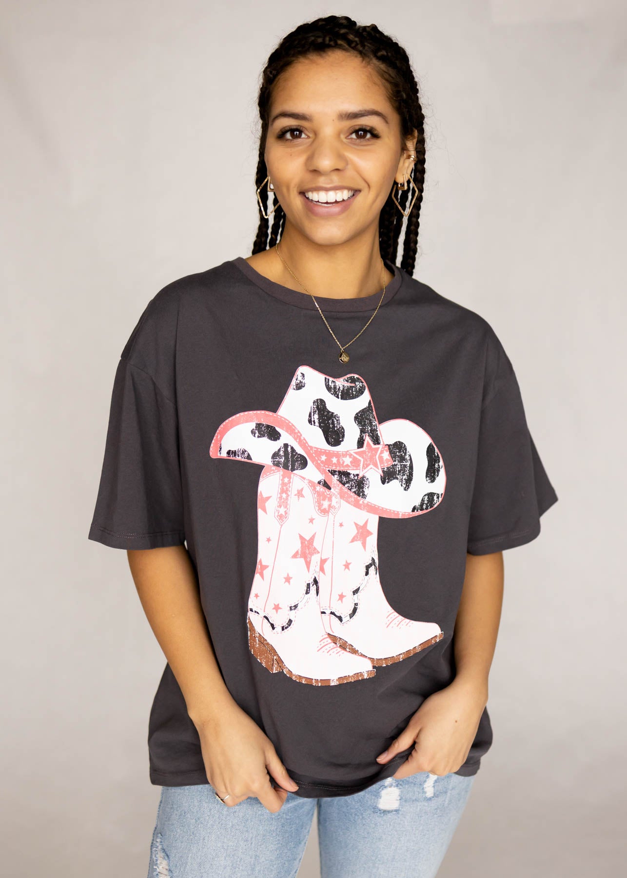 Graphic tee charcoal top