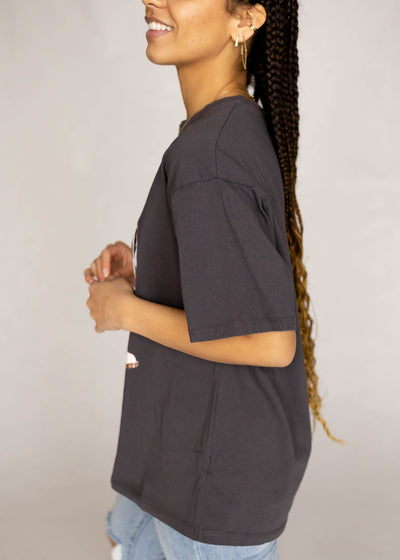Short sleeve charcoal top