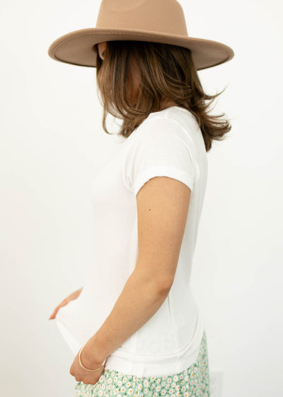 Side view of a white top
