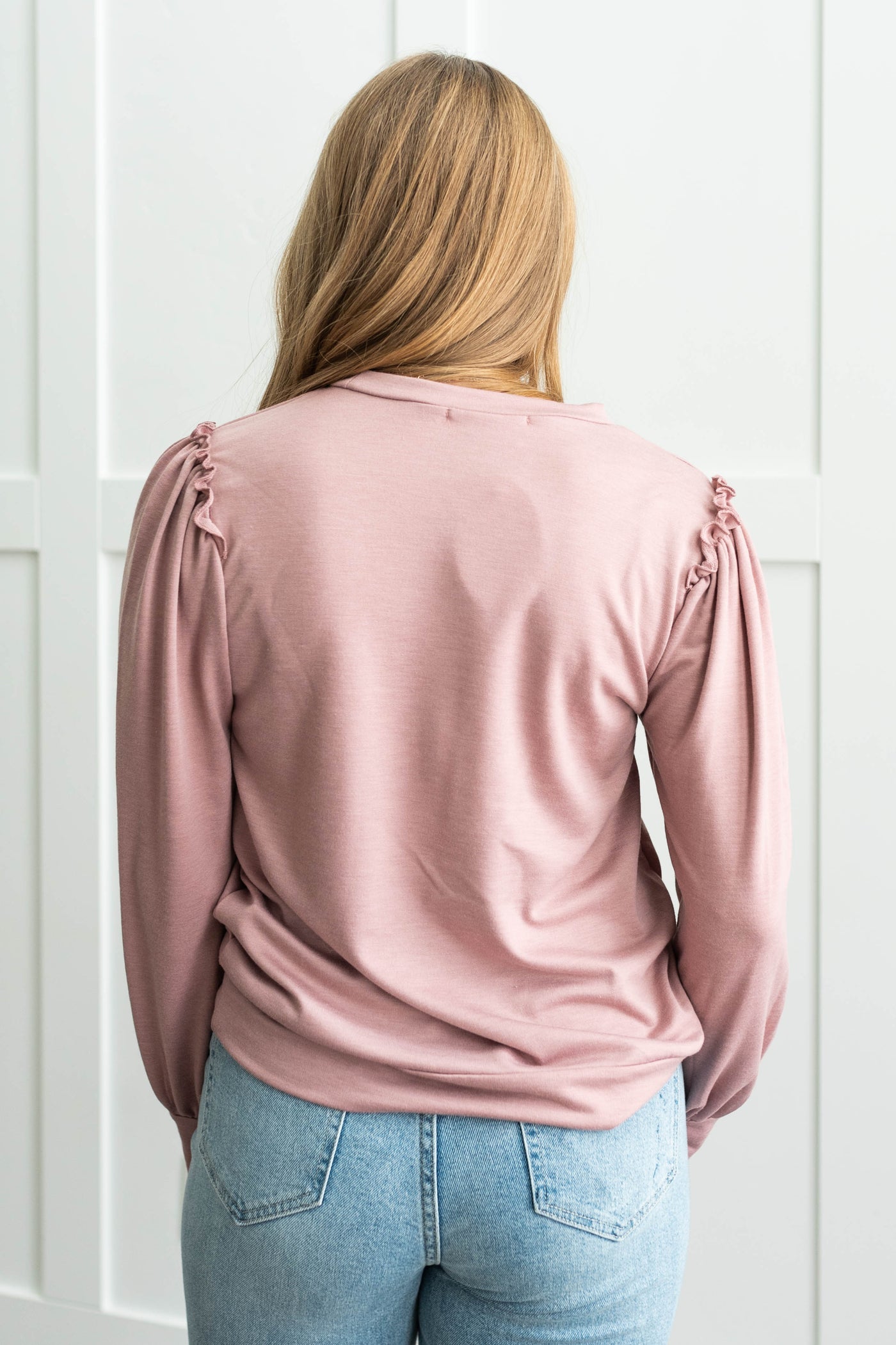 Back view of a mauve top