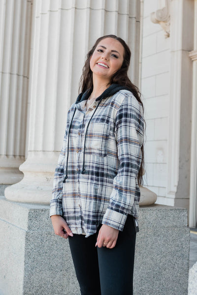 Payton Black Plaid Hooded Shacket