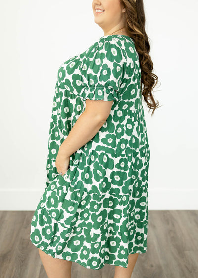 Side view of a green floral dress