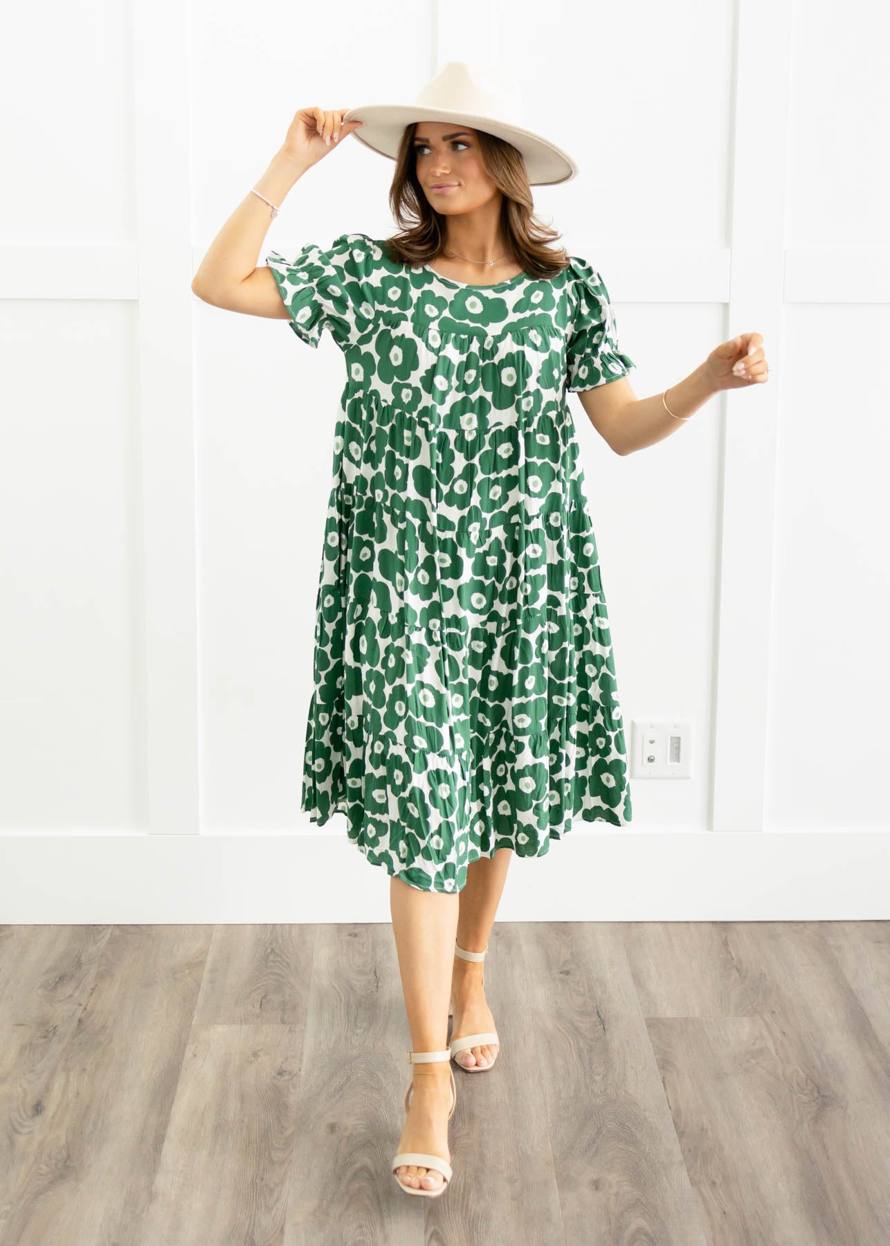 Below the knee green floral dress