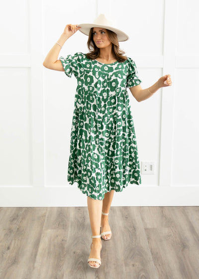 Below the knee green floral dress
