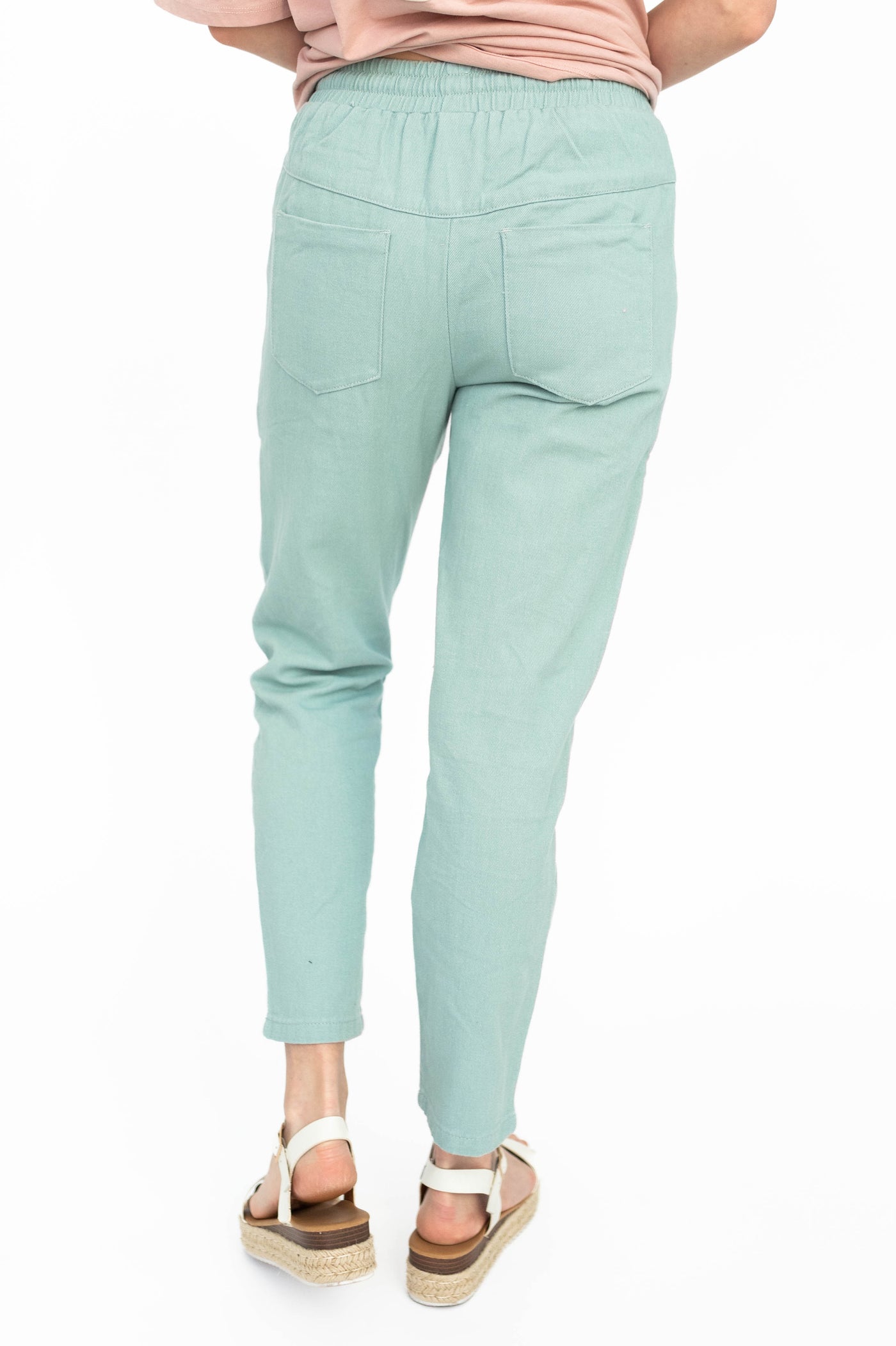 Back view of mint pants