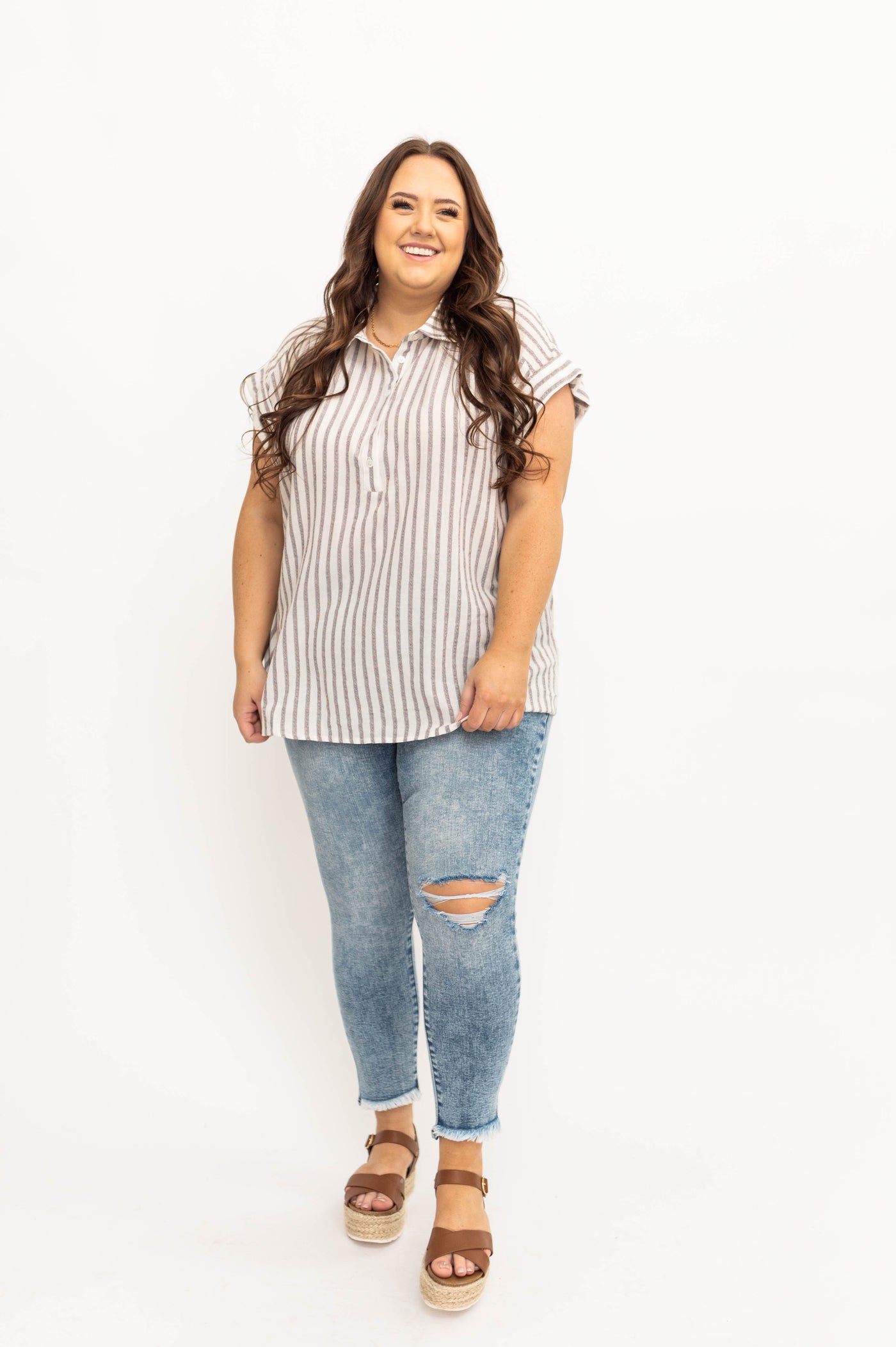 Distressed plus size medium wash skinny jeans